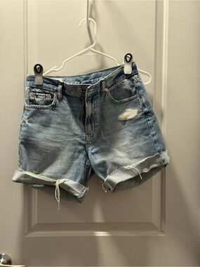 GAP Light Blue Distressed Rolled Cuff Denim Shorts